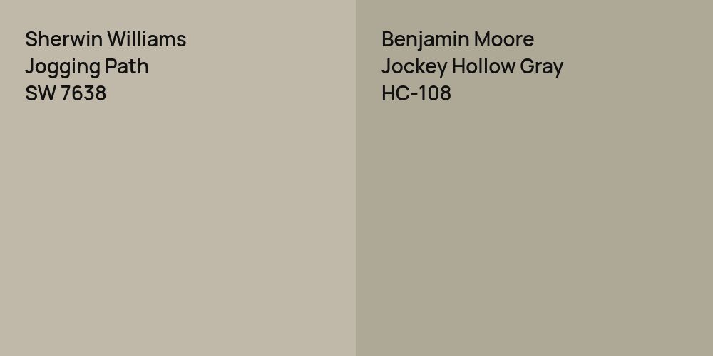 Sherwin Williams Jogging Path vs. Benjamin Moore Jockey Hollow Gray