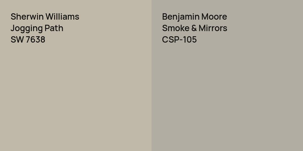 Sherwin Williams Jogging Path vs. Benjamin Moore Smoke & Mirrors