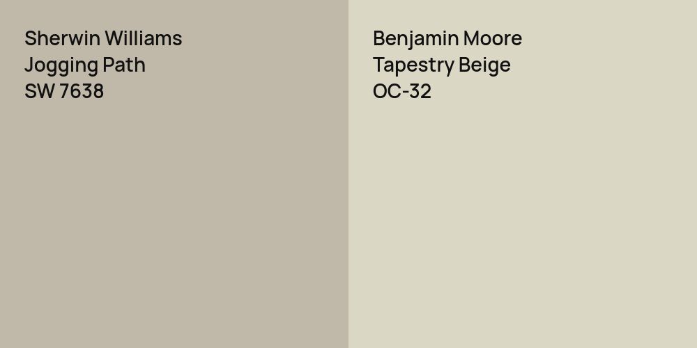 Sherwin Williams Jogging Path vs. Benjamin Moore Tapestry Beige