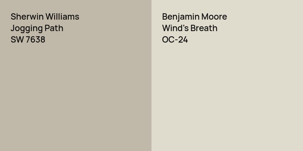 Sherwin Williams Jogging Path vs. Benjamin Moore Wind's Breath