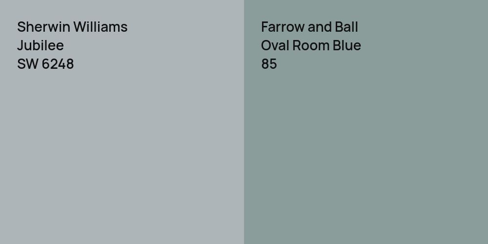 Sherwin Williams Jubilee vs. Farrow and Ball Oval Room Blue