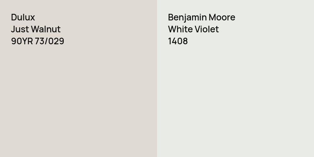 Dulux Just Walnut vs. Benjamin Moore White Violet