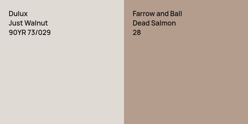 Dulux Just Walnut vs. Farrow and Ball Dead Salmon