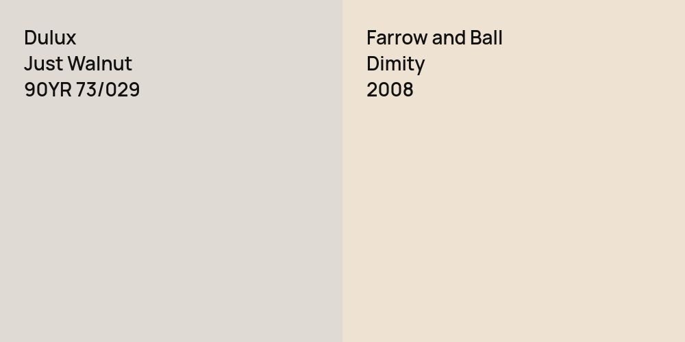 Dulux Just Walnut vs. Farrow and Ball Dimity