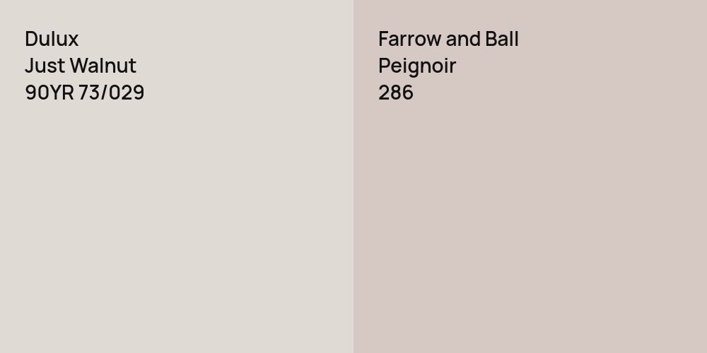 Dulux Just Walnut vs. Farrow and Ball Peignoir