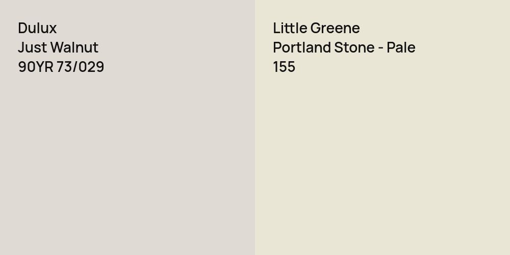 Dulux Just Walnut vs. Little Greene Portland Stone - Pale