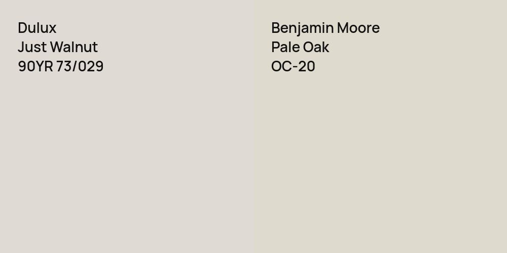 Dulux Just Walnut vs. Benjamin Moore Pale Oak