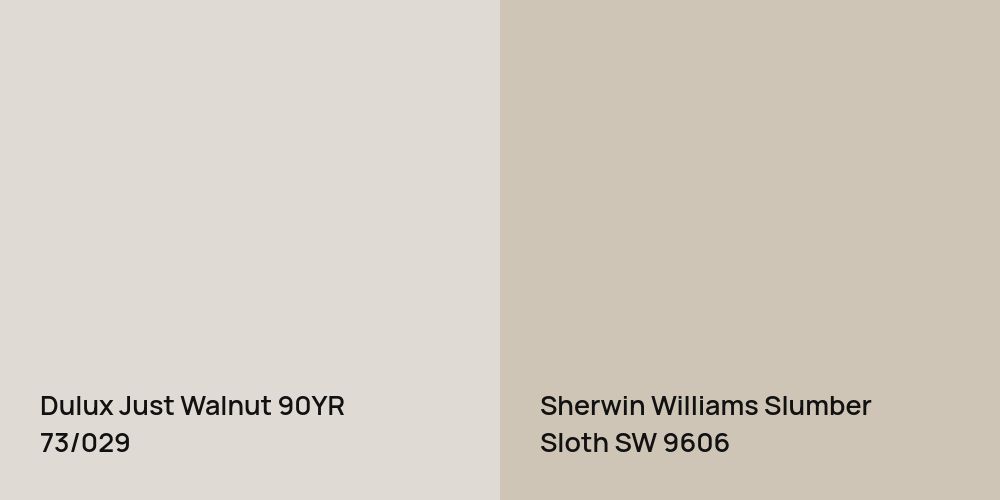 Dulux Just Walnut vs. Sherwin Williams Slumber Sloth