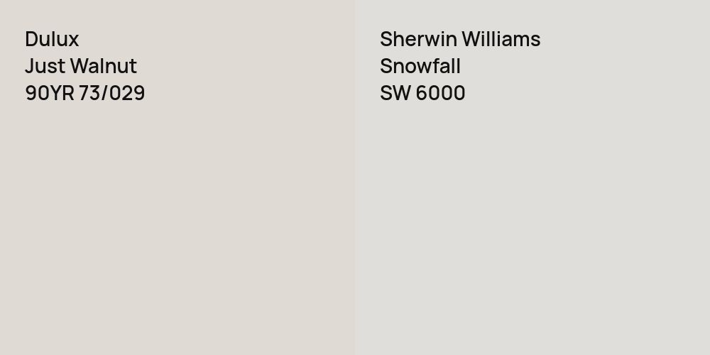 Dulux Just Walnut vs. Sherwin Williams Snowfall