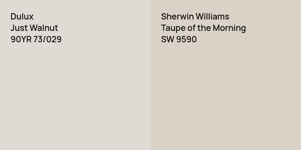 Dulux Just Walnut vs. Sherwin Williams Taupe of the Morning