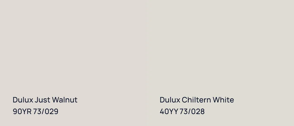 Dulux Just Walnut 90YR 73/029 vs Dulux Chiltern White 40YY 73/028