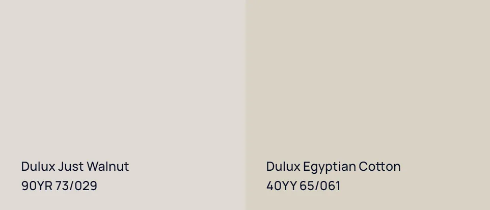 Dulux Just Walnut 90YR 73/029 vs Dulux Egyptian Cotton 40YY 65/061