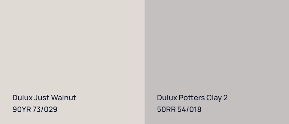 Dulux Just Walnut 90YR 73/029 vs Dulux Potters Clay 2 50RR 54/018
