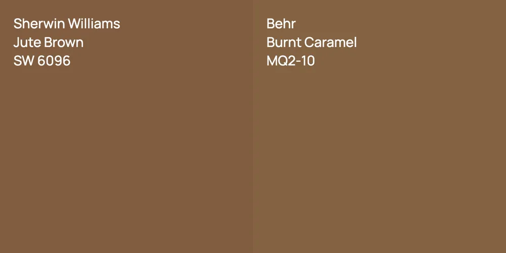 Sherwin Williams Jute Brown vs. Behr Burnt Caramel