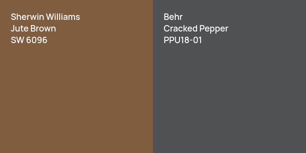 Sherwin Williams Jute Brown vs. Behr Cracked Pepper