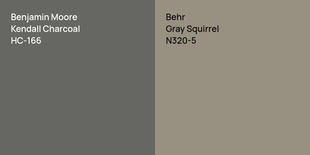 Benjamin Moore Kendall Charcoal vs. Behr Gray Squirrel