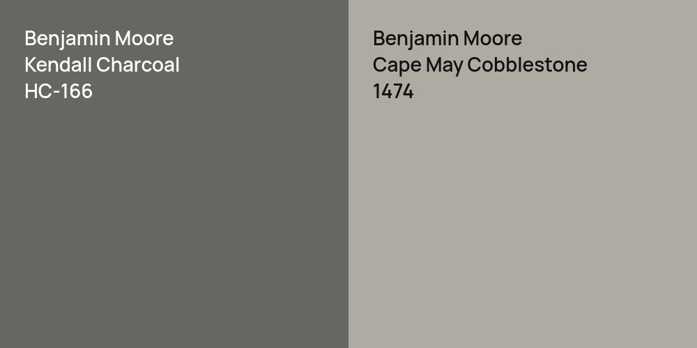 Benjamin Moore Kendall Charcoal vs. Benjamin Moore Cape May Cobblestone