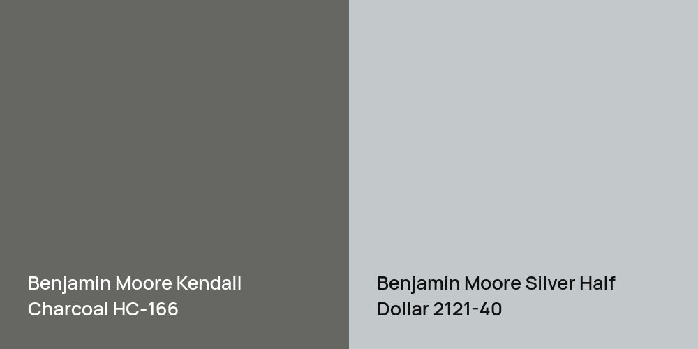 Benjamin Moore Kendall Charcoal vs. Benjamin Moore Silver Half Dollar