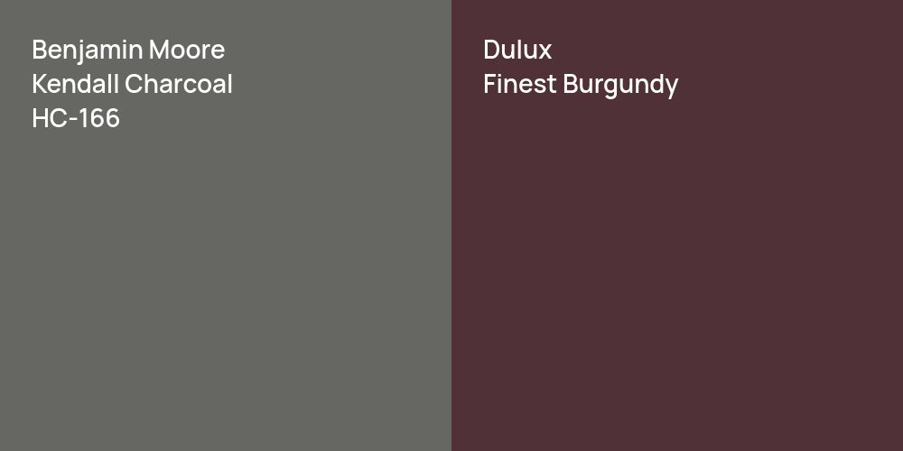 Benjamin Moore Kendall Charcoal vs. Dulux Finest Burgundy