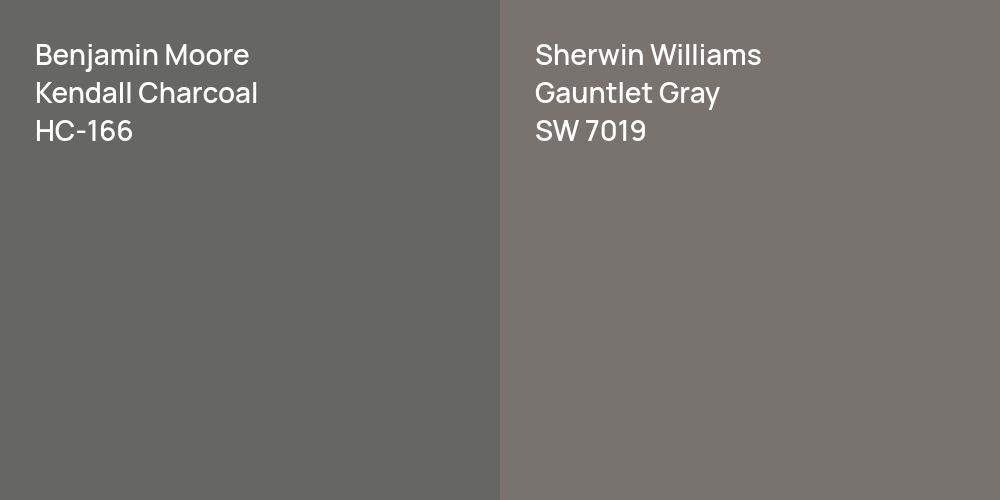 Benjamin Moore Kendall Charcoal vs. Sherwin Williams Gauntlet Gray