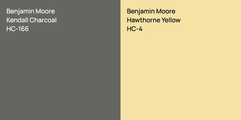 Benjamin Moore Kendall Charcoal vs. Benjamin Moore Hawthorne Yellow