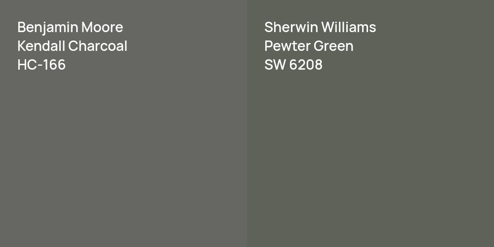 Benjamin Moore Kendall Charcoal vs. Sherwin Williams Pewter Green