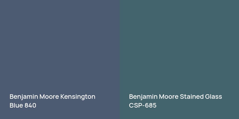 Benjamin Moore Kensington Blue vs. Benjamin Moore Stained Glass