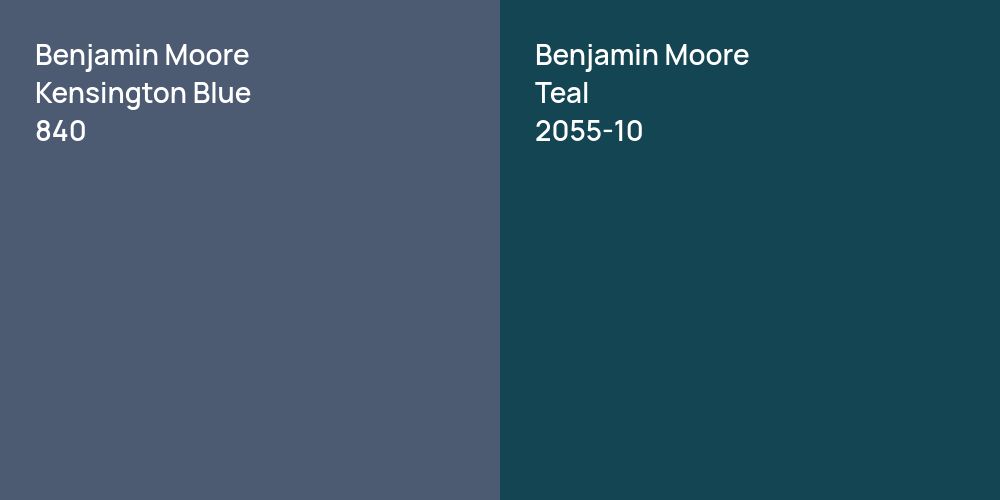 Benjamin Moore Kensington Blue vs. Benjamin Moore Teal