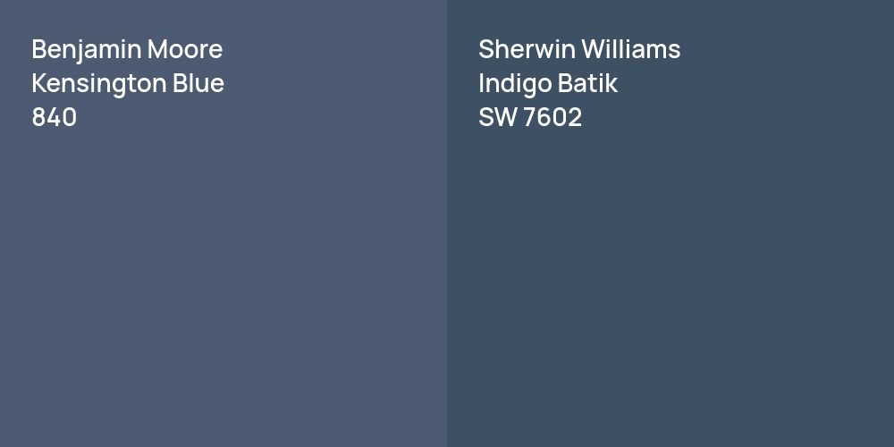 Benjamin Moore Kensington Blue vs. Sherwin Williams Indigo Batik