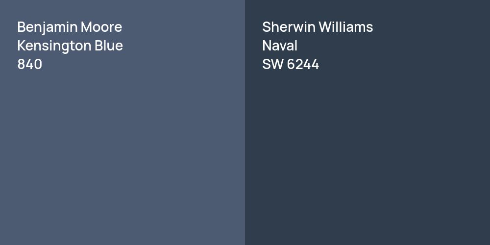 Benjamin Moore Kensington Blue vs. Sherwin Williams Naval