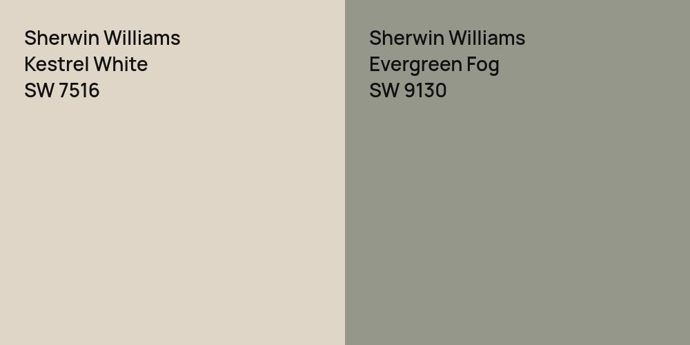 Sherwin Williams Kestrel White vs. Sherwin Williams Evergreen Fog