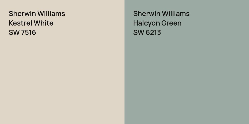 Sherwin Williams Kestrel White vs. Sherwin Williams Halcyon Green