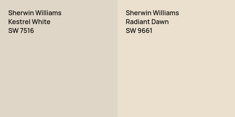 Sherwin Williams Kestrel White vs. Sherwin Williams Radiant Dawn