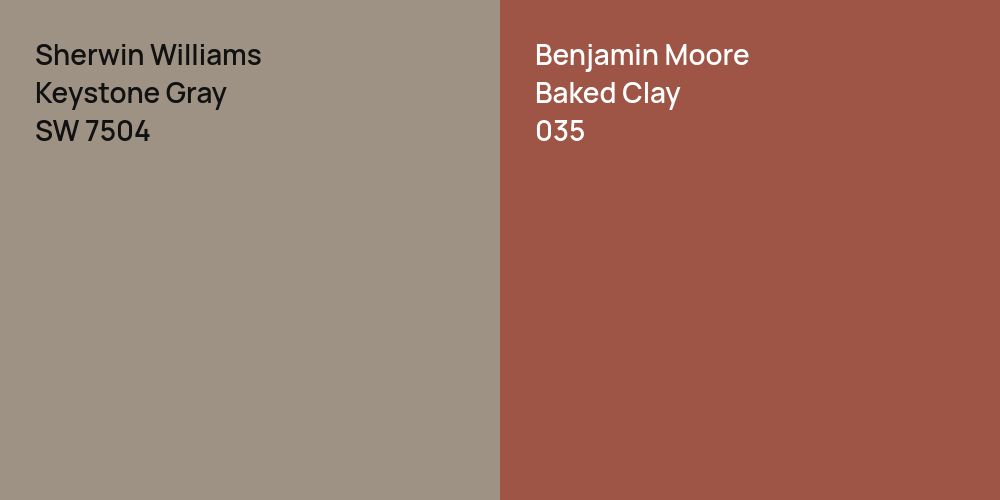 Sherwin Williams Keystone Gray vs. Benjamin Moore Baked Clay