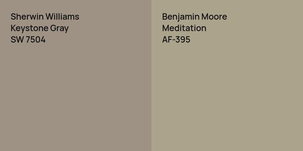 Sherwin Williams Keystone Gray vs. Benjamin Moore Meditation