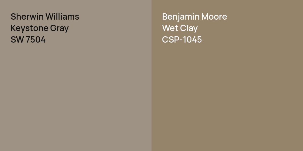 Sherwin Williams Keystone Gray vs. Benjamin Moore Wet Clay