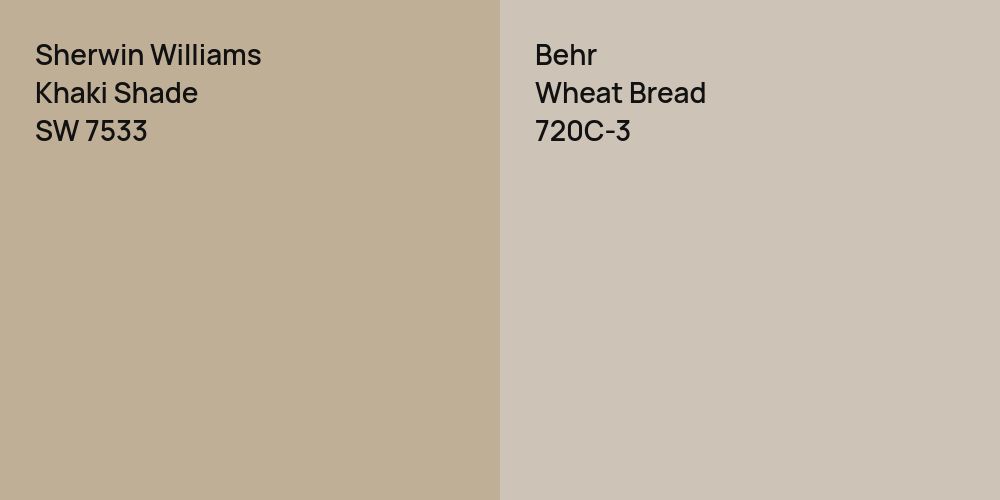 Sherwin Williams Khaki Shade vs. Behr Wheat Bread