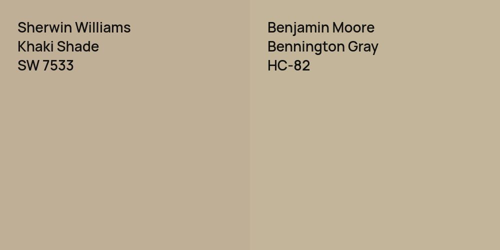 Sherwin Williams Khaki Shade vs. Benjamin Moore Bennington Gray