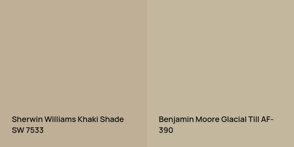 Sherwin Williams Khaki Shade vs. Benjamin Moore Glacial Till