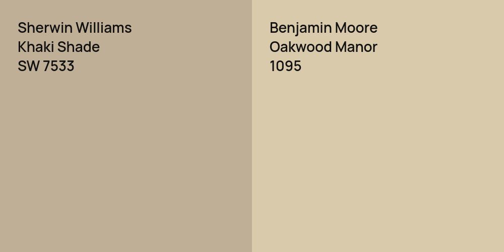 Sherwin Williams Khaki Shade vs. Benjamin Moore Oakwood Manor