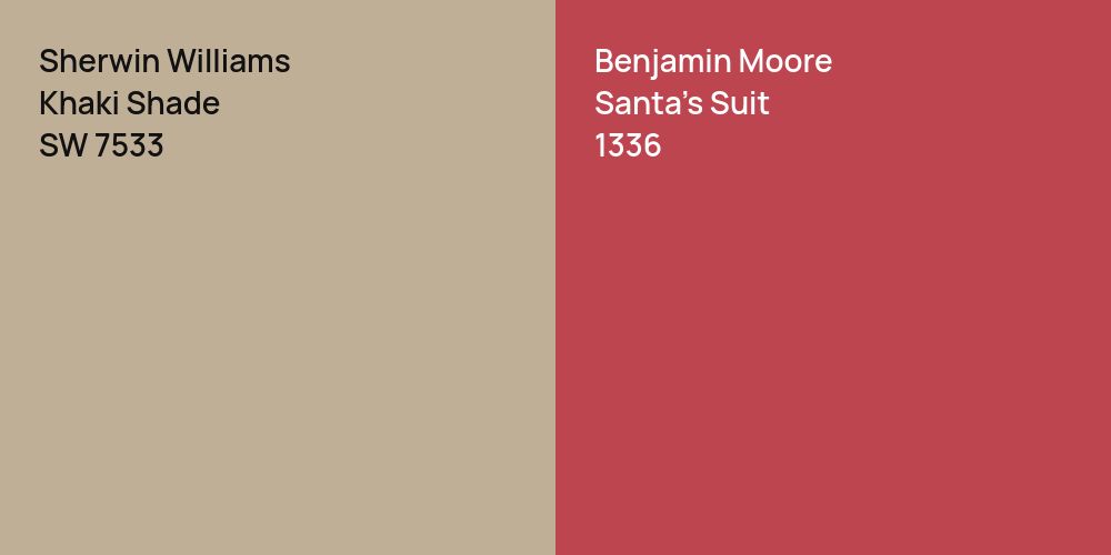 Sherwin Williams Khaki Shade vs. Benjamin Moore Santa's Suit