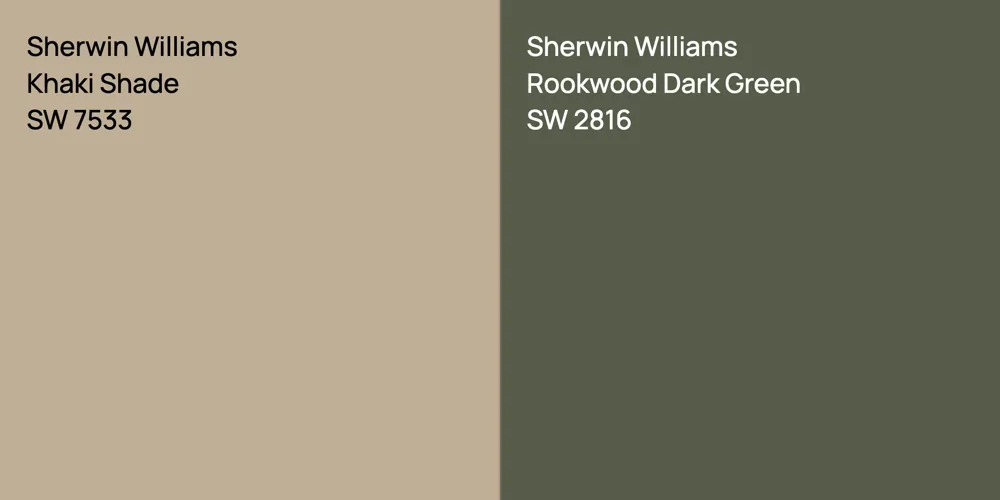 Sherwin Williams Khaki Shade vs. Sherwin Williams Rookwood Dark Green