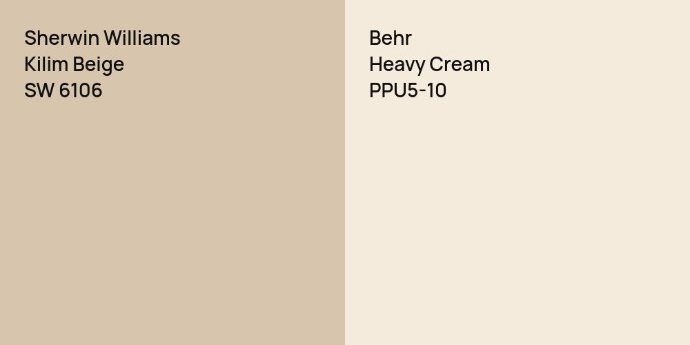 Sherwin Williams Kilim Beige vs. Behr Heavy Cream