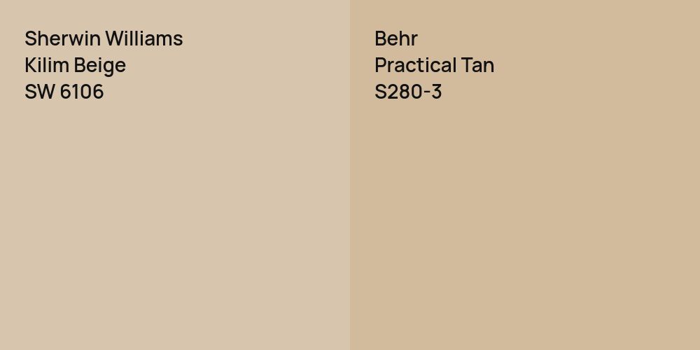 Sherwin Williams Kilim Beige vs. Behr Practical Tan