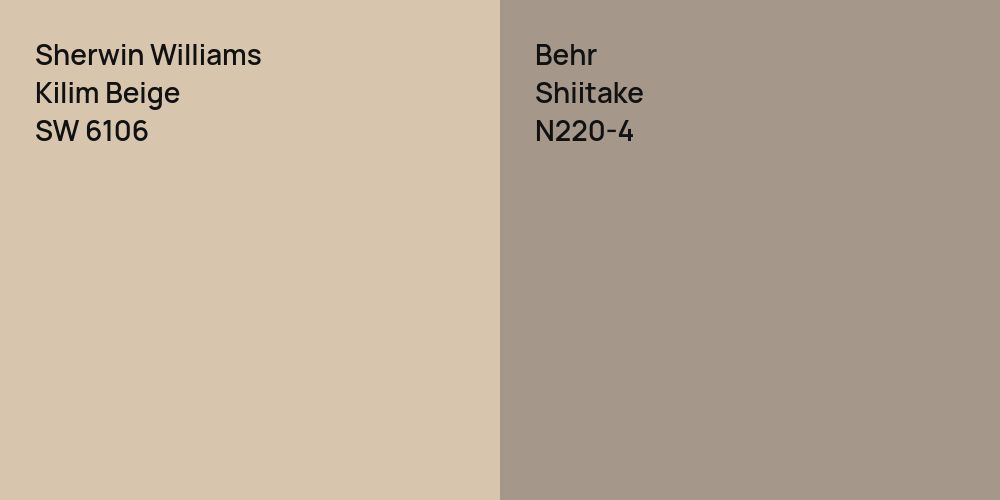 Sherwin Williams Kilim Beige vs. Behr Shiitake