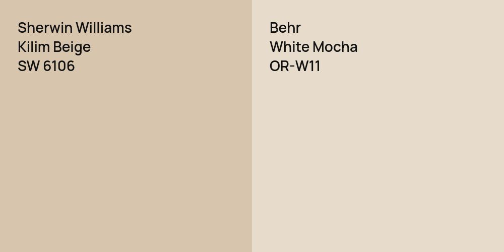 Sherwin Williams Kilim Beige vs. Behr White Mocha