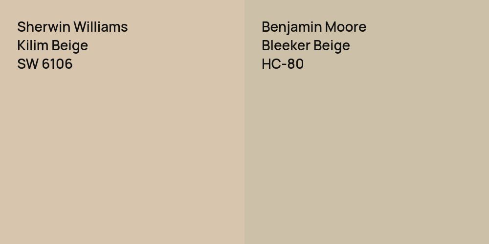 Sherwin Williams Kilim Beige vs. Benjamin Moore Bleeker Beige