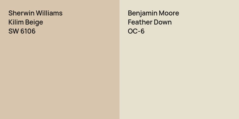 Sherwin Williams Kilim Beige vs. Benjamin Moore Feather Down