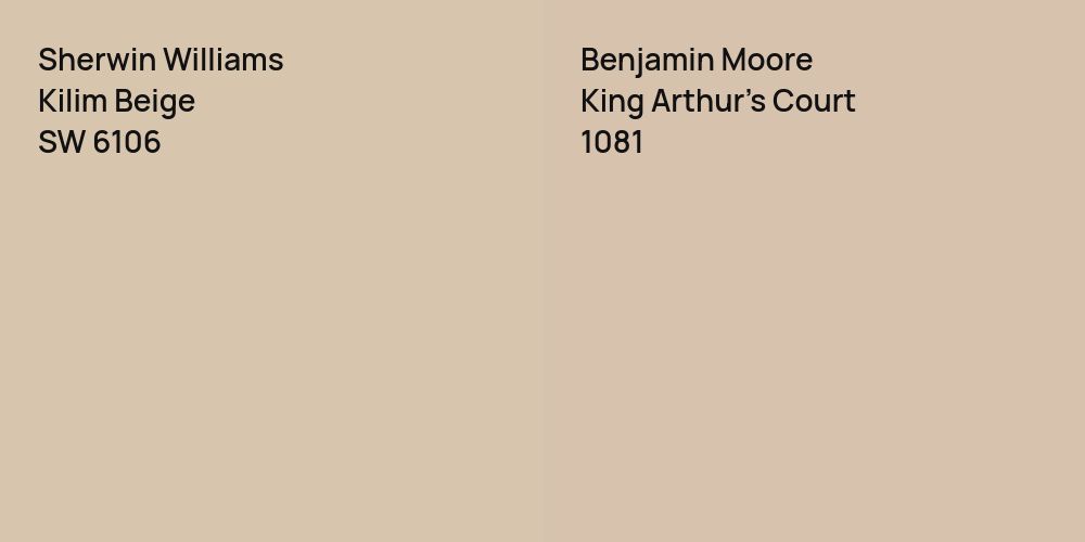 Sherwin Williams Kilim Beige vs. Benjamin Moore King Arthur's Court