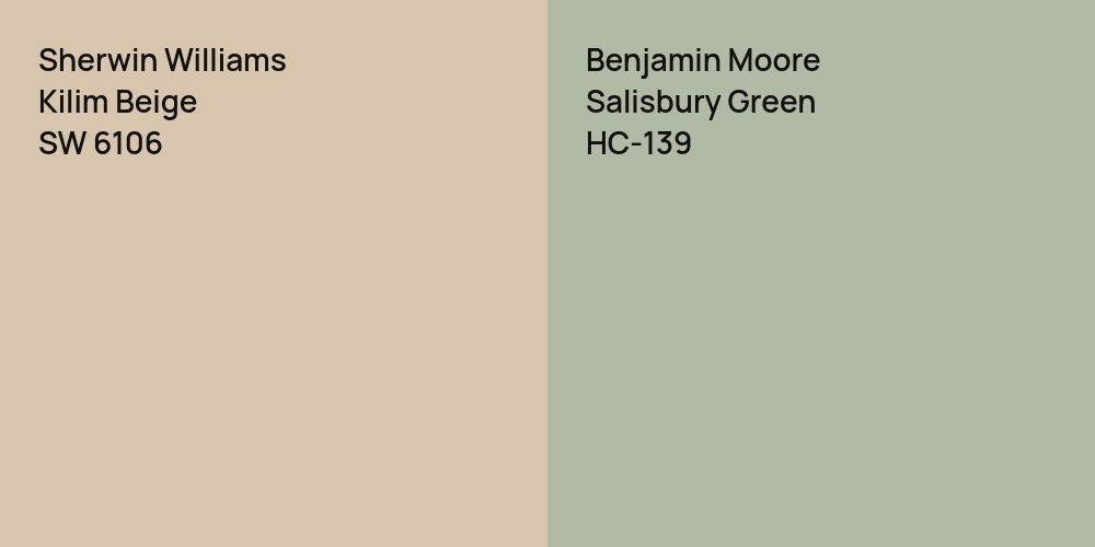 Sherwin Williams Kilim Beige vs. Benjamin Moore Salisbury Green